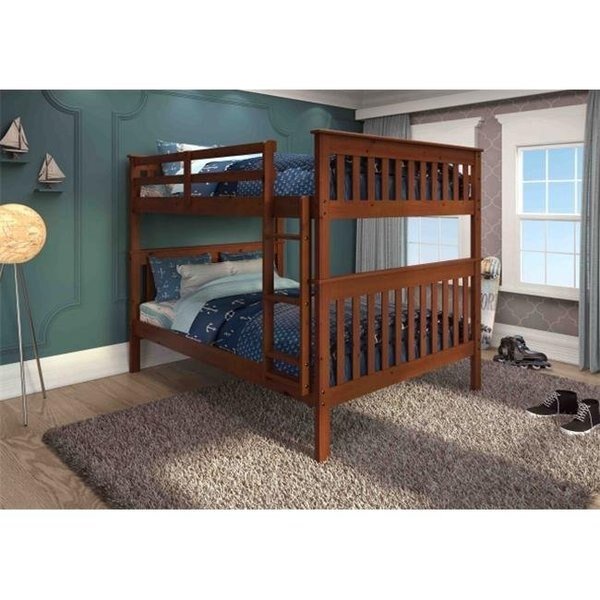 PD-123-3E Full Size Mission Bunkbed with Slat-Kits Mattress Ready - Light Espresso, Fixturesfirst, Mfr#: FI469500